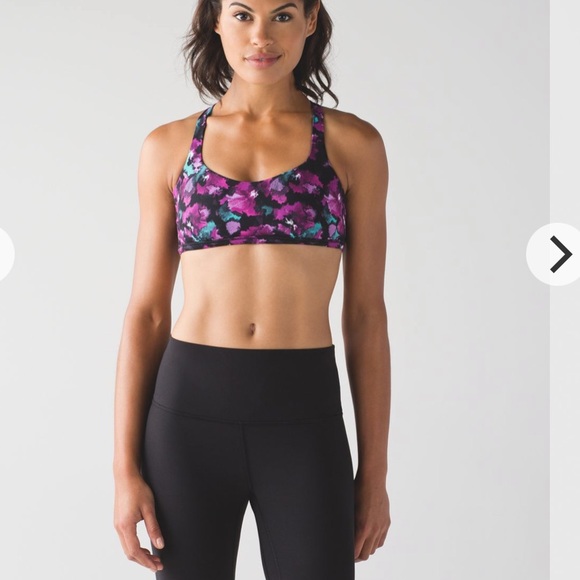 Lululemon 8 Free To Be Zen Bra Strappy Web Back Straps Multi Color Floral Purple - Picture 5 of 15